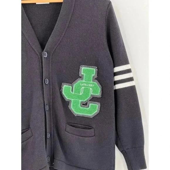 Vintage Dennis 1960's Cavaliers "JC" High School Knit Cardigan Sweater Medium - Picture 5 of 9